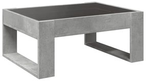 betonszürke végtelen hatású LED-es dohányzóasztal 70x53x30 cm