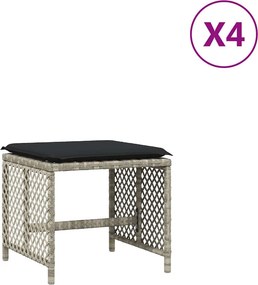 vidaXL 4db világosszürke polyrattan kerti szék párnával 41 x 41 x 36cm