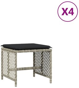 vidaXL 4db világosszürke polyrattan kerti szék párnával 41 x 41 x 36cm