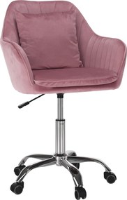 Irodai szék, rózsaszín Velvet szövet/króm, KLIAN