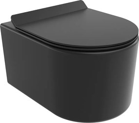 Mexen Sofia Rimless WC csésze lassan záródó slim ülőkével, duroplast, fekete matt - 30540185