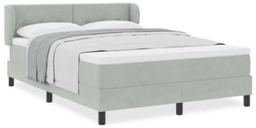 Boxspring Ágy Matrac mellett Világosszürke 140x190 cm Bársony