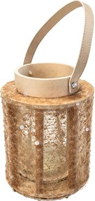 Lámpás flitterekkel, NATUR GLAM, 21 cm, természetes