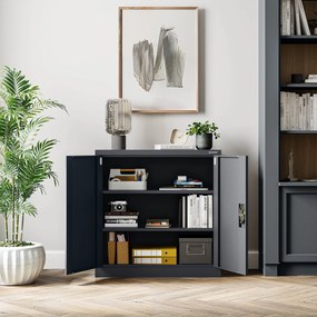 Alacsony fém irattartó szekrény BEATA, 900 x 930 x 400 mm, antracit