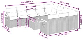 11 részes szürke polyrattan kerti ülőgarnitúra párnákkal