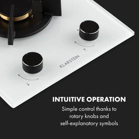 Klarstein Goldflame Domino, gáztűzhely, 2 sárgaréz égő, üvegkerámia