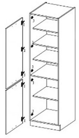 TOULOUSE 40 DK-210 2F magas konyhaszekrény, 40x210x57, tölgy Bordeaux