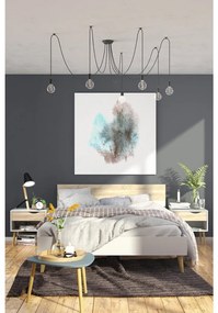 Retro éjjeliszekrény, fehér / sonoma tölgy