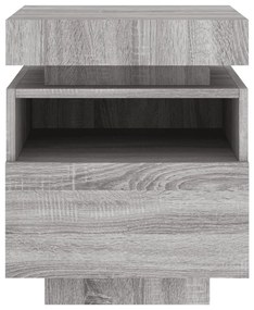 2 db szürke sonoma éjjeliszekrény LED-fényekkel 40x39x48,5 cm
