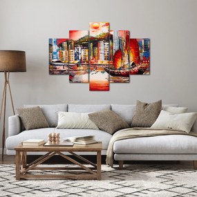 Kép - Victoria Harbour, Hong Kong, olajfestmény (150x105 cm)