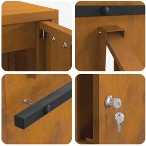 postaláda Rozsdás 30 x 23 x 55 cm időjárásálló acél