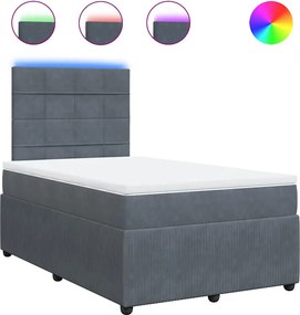 vidaXL sötétszürke bársony rugós ágy matraccal 120 x 200 cm