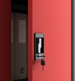 Zárható takarítószekrény DAWID 900 x 1850 x 450 mm, antracit-piros