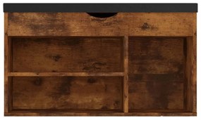 füstös tölgy szerelt fa cipőtároló pad párnával 80 x 30 x 47 cm