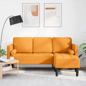 3-üléses L-alakú kanapé Sötét Sárga 160 cm Szövet