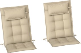 Outsunny 2 részes napozó párna szett vízálló napozó pad a kerthez, 50x116x5 cm, bézs | Aosom