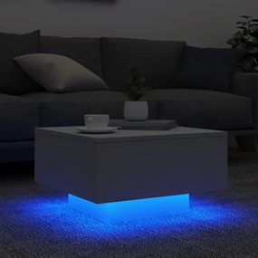 Fehér dohányzóasztal LED-lámpákkal 55 x 55 x 31 cm