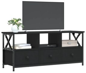 fekete szerelt fa és vas TV-szekrény 102 x 33 x 45 cm