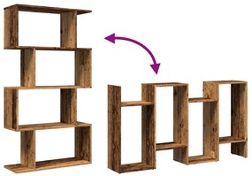 4 szintes antik fa színű fa elválasztó könyvespolc 70x24x129 cm