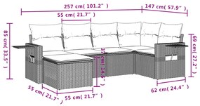 6 részes bézs polyrattan kerti ülőgarnitúra párnával