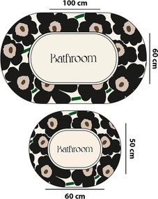 Fekete-bézs fürdőszobai kilépő szett 2 db-os 60x100 cm Oweld – Foutastic