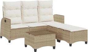 vidaXL 3 részes bézs polyrattan kerti ülőgarnitúra párnákkal L-alakú