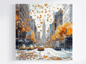 Poszter New York Város Manhattan Ősz Utca Taxi 80x80