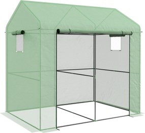 Outsunny Kerti Üvegház PE, Balkon Üvegház, Megerősített 135 g/m² Ponyva, Acél Váz, Felhúzható Cipzáras Ajtó, Zöldségekhez, Növényekhez, Virágokhoz, Be