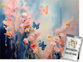 Fotótapéta Flizelina Nyár Virágok Pillangók Természet Festett Kert 400x280 ragasztó