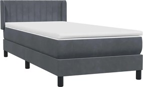 vidaXL sötétszürke bársony rugós ágy matraccal 90x220 cm