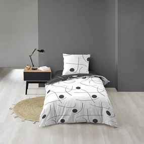 Fehér-sötétszürke egyszemélyes mikroszálas ágyneműhuzat 140x200 cm Sonate – douceur d'intérieur