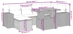 7 részes szürke polyrattan kerti ülőgarnitúra párnákkal