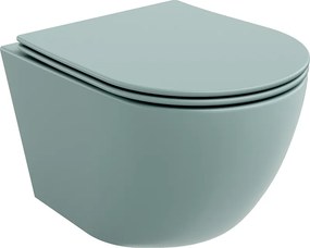 Mexen Lena Rimless WC-csésze lassan záródó slim ülőkével, duroplast, világoszöld matt - 30224048