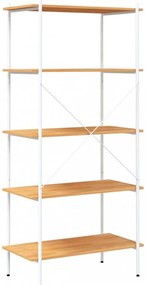 fehér és tölgyfa 5 szintes polcrendszer 80x40x163 cm