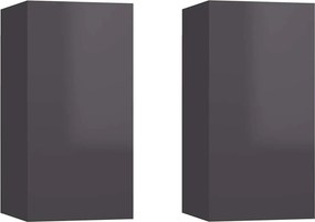 vidaXL 2 db magasfényű szürke szerelt fa TV-szekrény 30,5 x 30 x 60 cm
