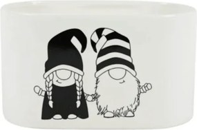 Karácsonyi virágcserép GNOME LOVE kerámia 19,5x11 cm, fehér