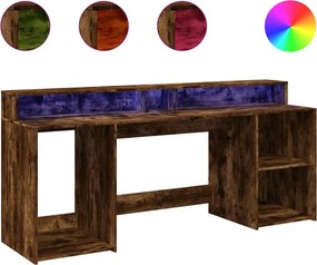 vidaXL füstös tölgy színű szerelt fa íróasztal LED-ekkel 200x55x91 cm