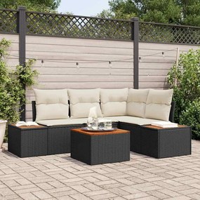 vidaXL Kerti Kanapé Szett párnával 4 pcs Fekete és Krém Polyrattan