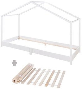 Fehér házikó alakú gyerekágy 90x200 cm Montessori – Roba