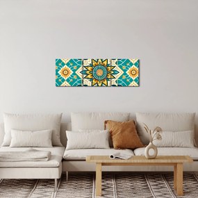 Kép - Türkiz minta (órával) (90x30 cm)