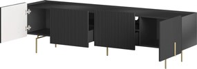 Malmi TV szekrény 200 cm - fekete matt / arany lábak