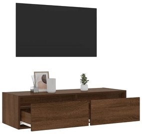 TV szekrény LED világítással barna tölgy 100X35,5x25 cm