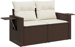 vidaXL 2 személyes barna polyrattan kerti kanapé párnával
