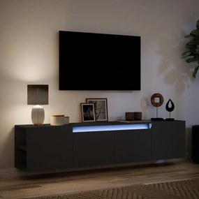 fekete falra szerelhető TV-szekrény LED-del 180 x 31 x 39,5 cm