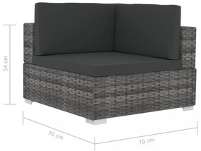 4 részes szürke polyrattan kerti kanapészett párnákkal