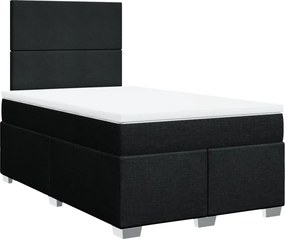 vidaXL fekete szövet rugós ágy matraccal 120 x 200 cm