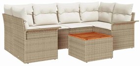 vidaXL Kerti Kanapé Szett párnával 7 pcs Bézs polirattan