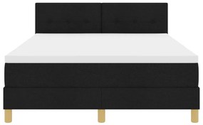 Box Spring Ágy Matrac &amp; LED Fekete 140x200 cm Szövet