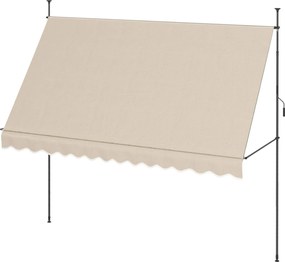 Outsunny Önálló, kézi kihúzható napernyő 3,5L x 1,2W x 2,1-3H m Állítható dőlésszög erkélyre fúrás nélkül, Alumínium és Poliészter, Homok | Aosom