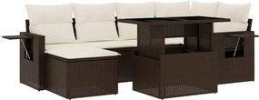 vidaXL 7 részes barna polyrattan kerti ülőgarnitúra párnákkal